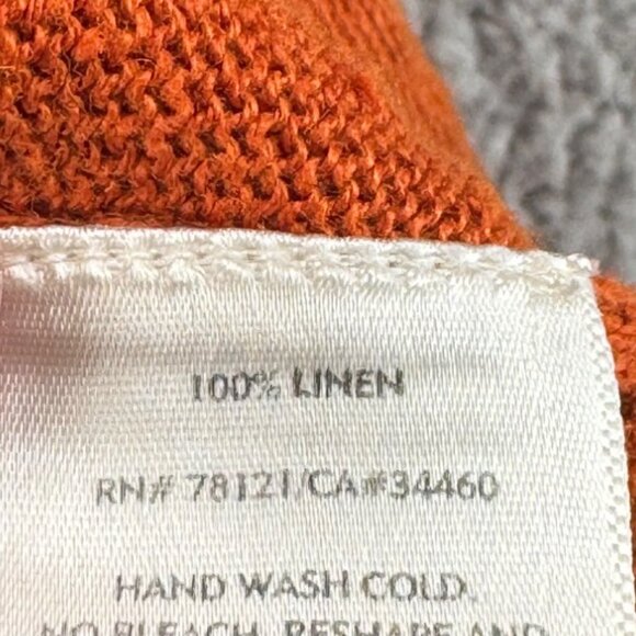 Eileen Fisher Womens Open Front Orange Linen Cardigan Sweater Size Medium - Picture 5 of 9